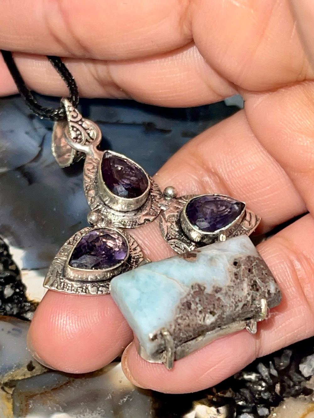 Larimar Crystal Pendant 2 1/4”